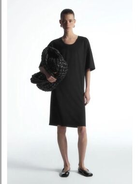 COS Black Minimalist Short Sleeve Shirt Dress